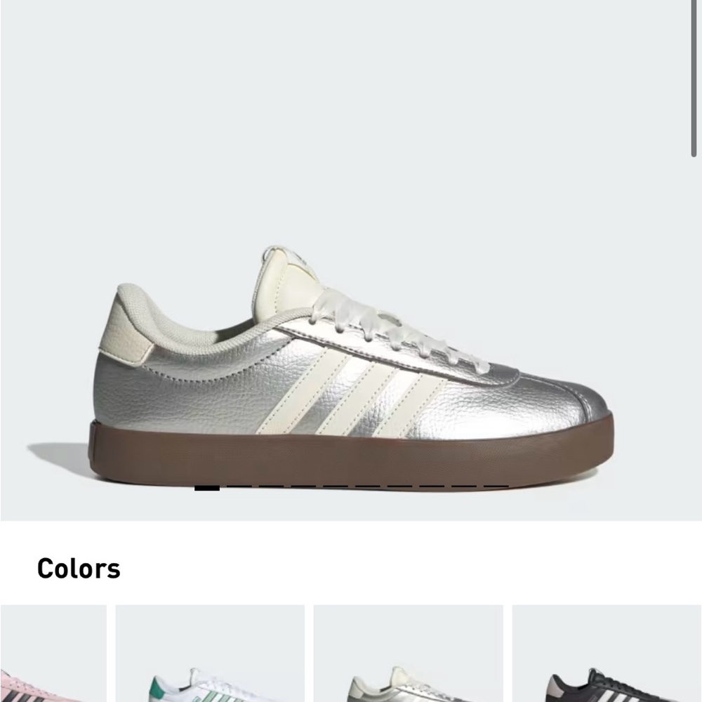 NWT Adidas VL Court 3.0 Silver and Cream Sneakers